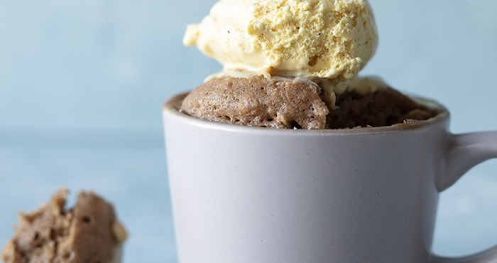 Chocolate and peanut butter cake in a cup