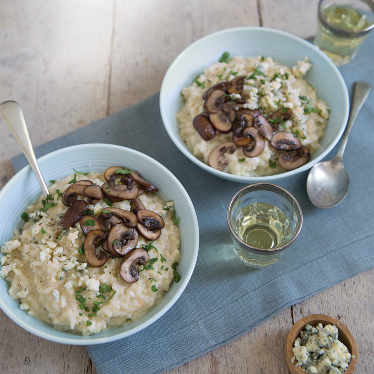 Blue cheese and mushroom risotto