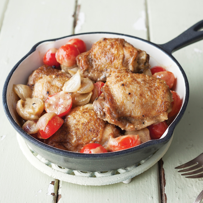 Chicken with shallots and cherry tomatoes