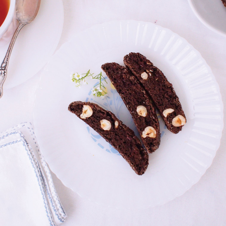 Chocolate and hazelnut biscotti