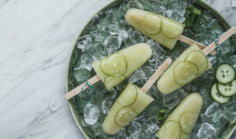 Melon and cucumber ice-pops