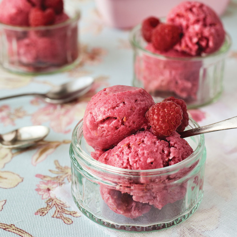 Dairy-free raspberry ice cream