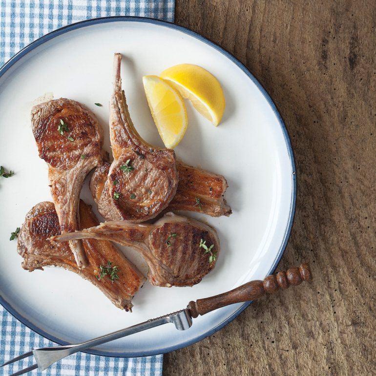 Lemon and thyme lamb chops with boulangère potatoes