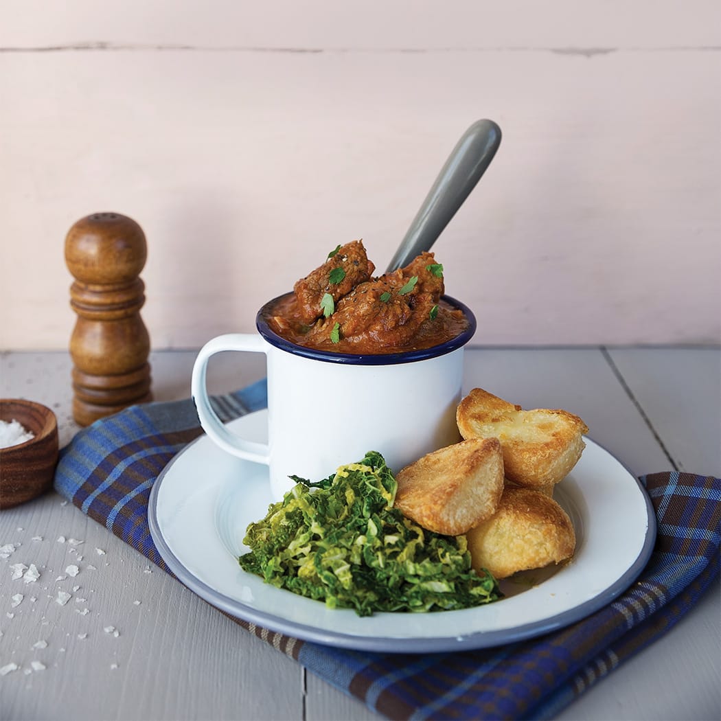 Beef goulash with buttered cabbage recipe | easyFood