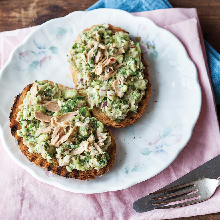 Avocado tuna salad on wholegrain toast
