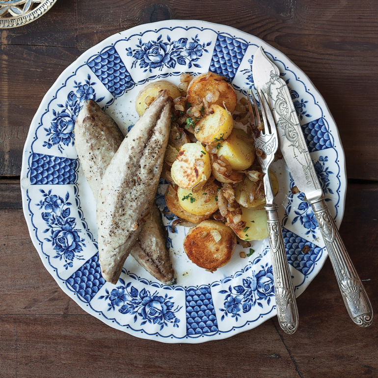 Grilled mackerel and Indian spiced potatoes