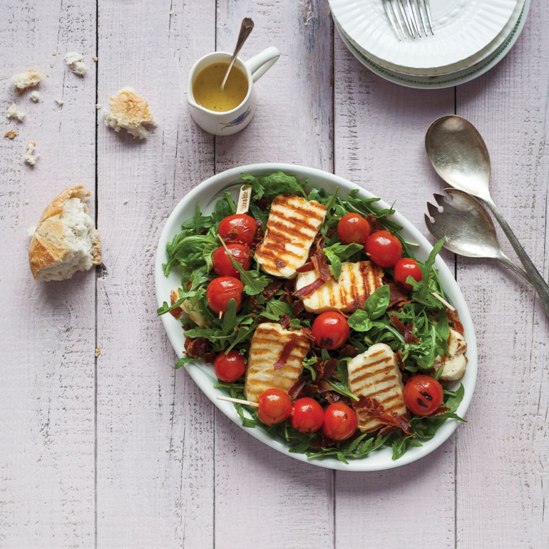Grilled Halloumi with a BLT salad