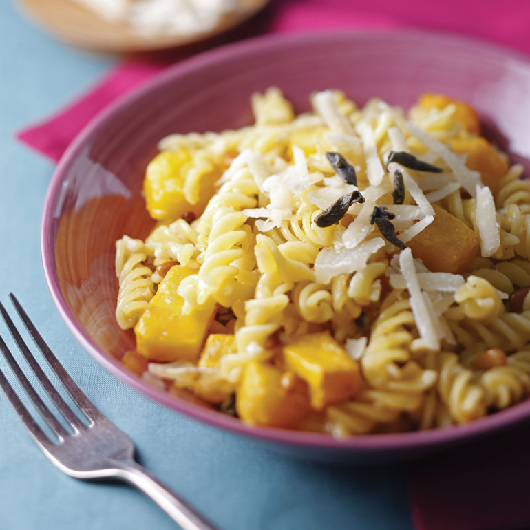 Pasta with butternut squash, sage and pine nuts