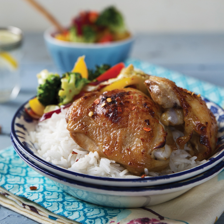 Roasted Asian chicken thighs