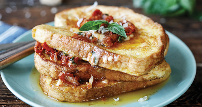 Parmesan French toast with sun-dried tomato and basil butter Easy Food