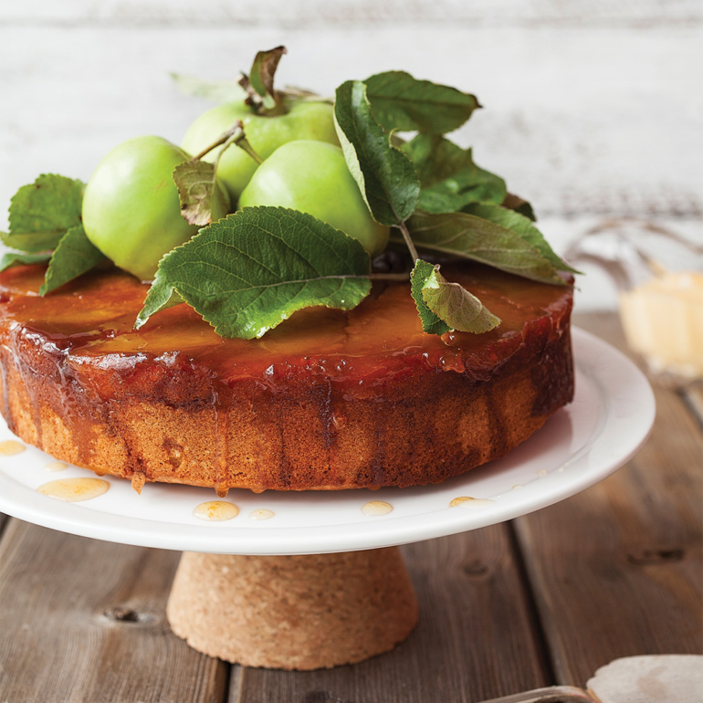 Apple and caramel upside-down cake