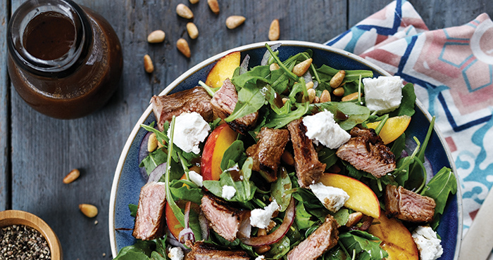 Barbecued lamb and peach salad Easy Food