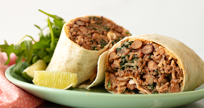 beef and spinach burritos