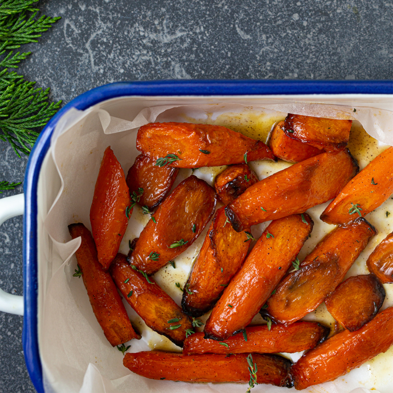 Brown butter and honey roasted carrots
