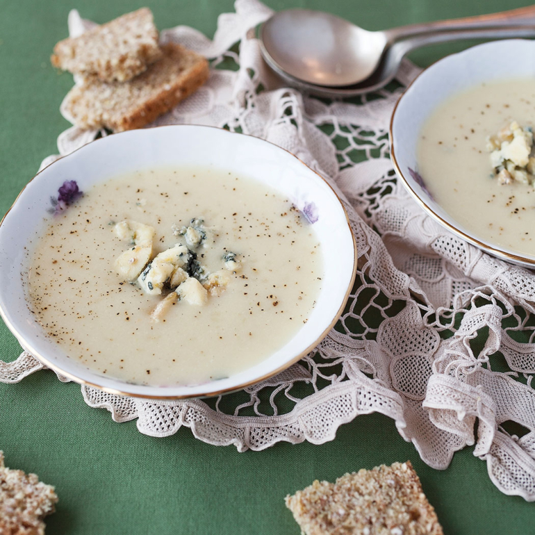 Cauliflower and blue cheese soup