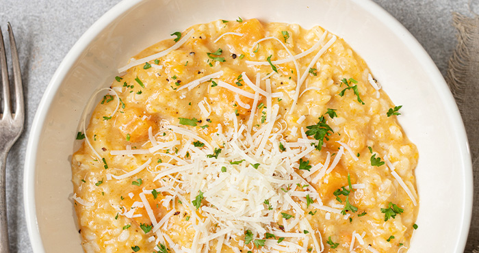 Cheesy butternut squash risotto