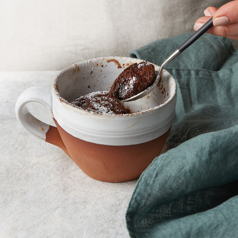 Chocolate hazelnut mug cakes for two