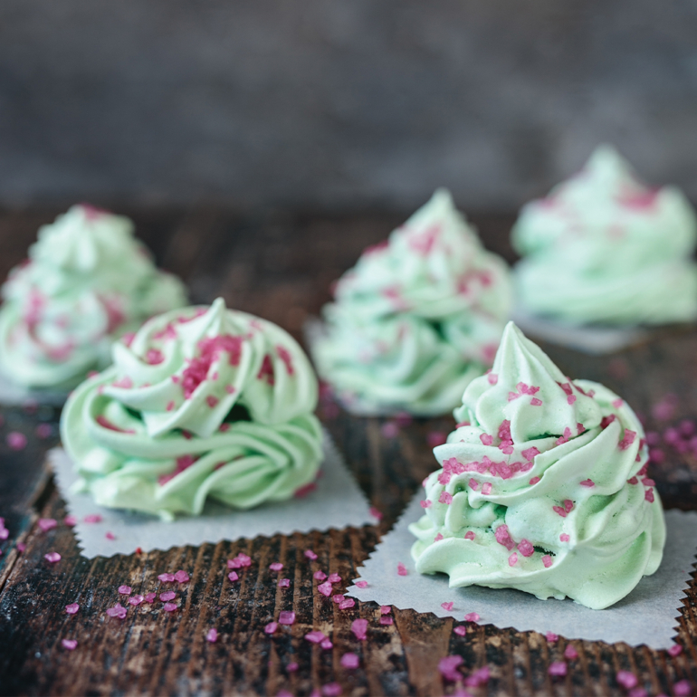 Christmas tree meringues