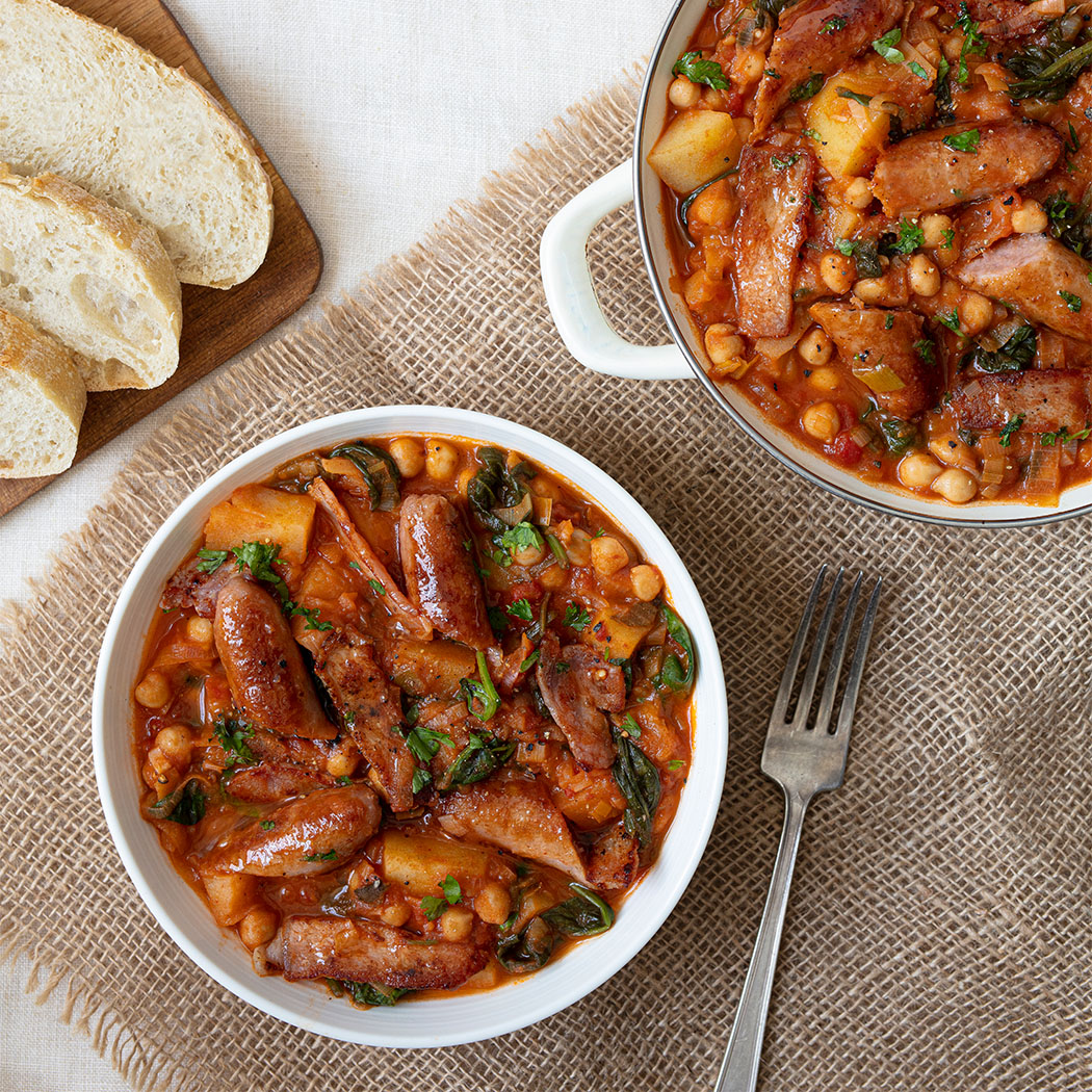 Clonakilty sausage and chickpea casserole recipe | easyFood