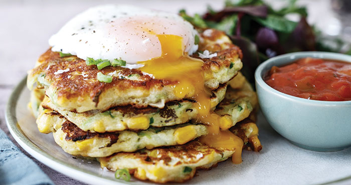 Courgette and corn fritters Easy Food