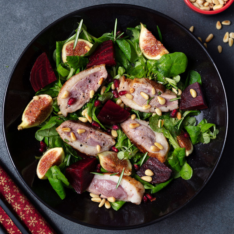 Duck, fig and beetroot salad
