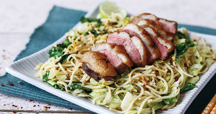 Duck with stir-fried cabbage and noodles Easy Food