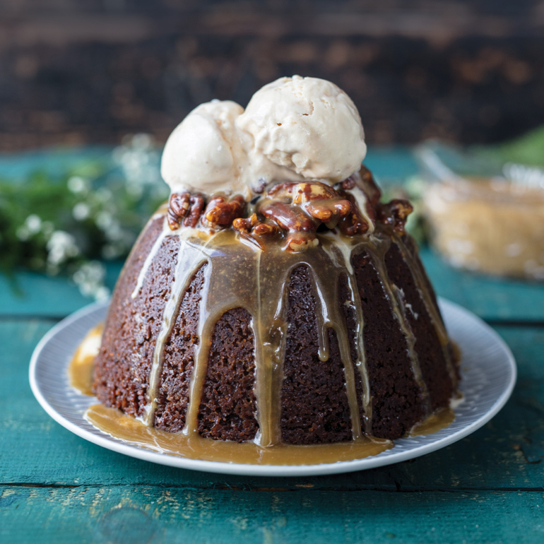 Giant sticky toffee pudding