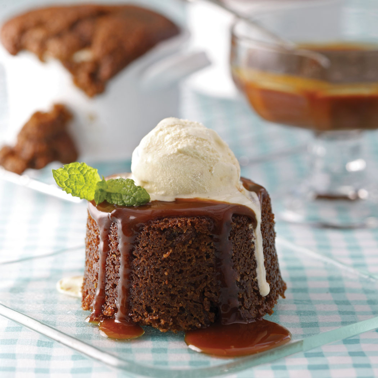 Ginger puddings with salted caramel sauce