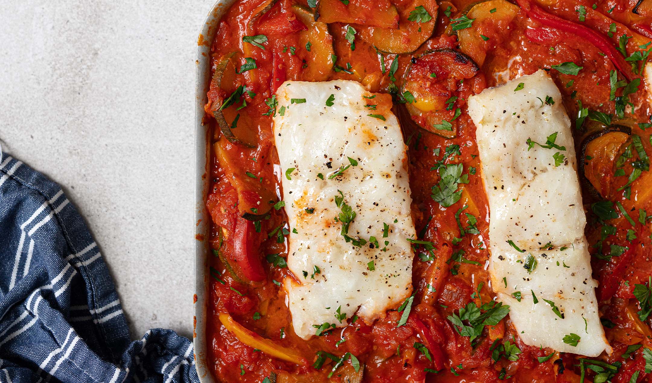 Hake with smoky vegetables banner