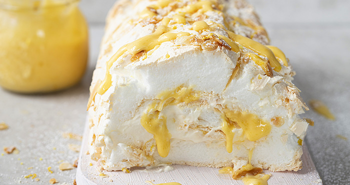 Lemon and almond roulade