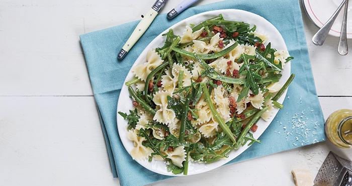 Lemon, bacon and green bean pasta salad | Easy Food