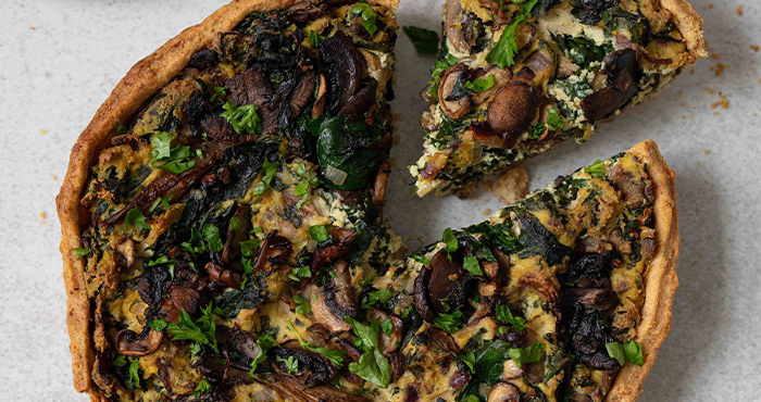 Mushroom tofu vegan quiche