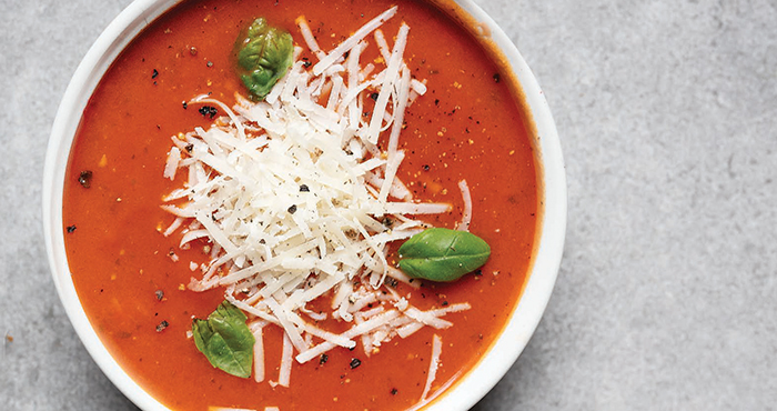 One-tray roast tomato and basil soup