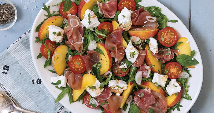Tomato, peach, prosciutto and goat’s cheese salad | Easy Food