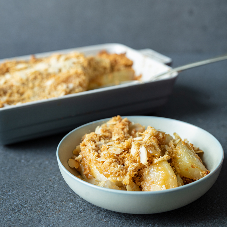 Pear and almond crumble