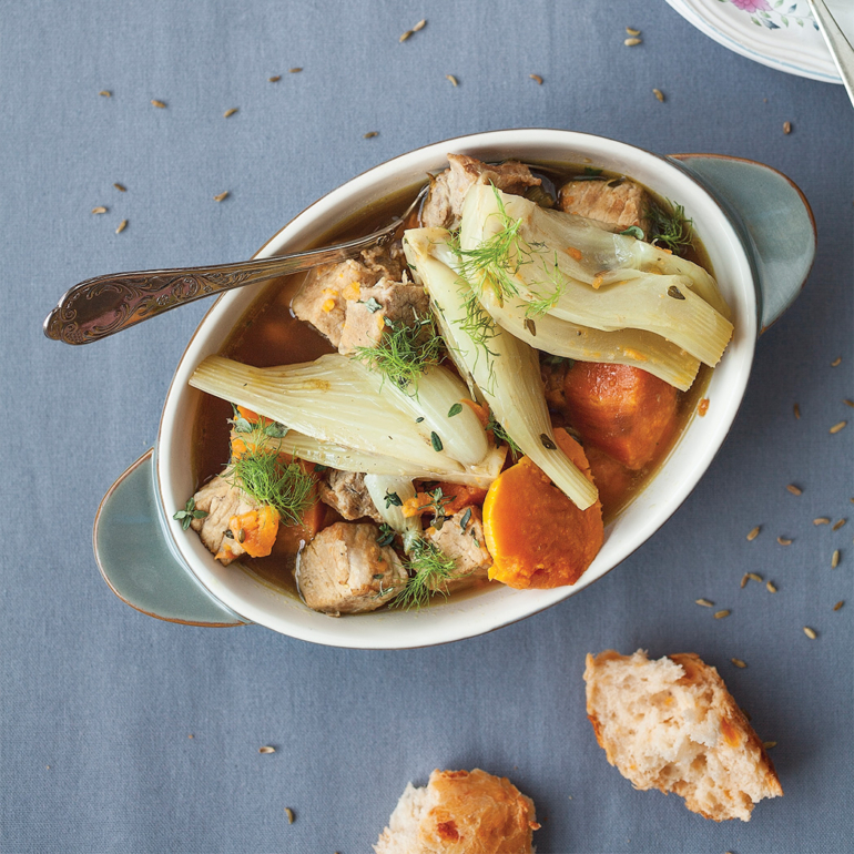 Pork, fennel and sweet potato stew