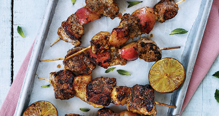 Pork and peach skewers with harissa and honey Easy Food
