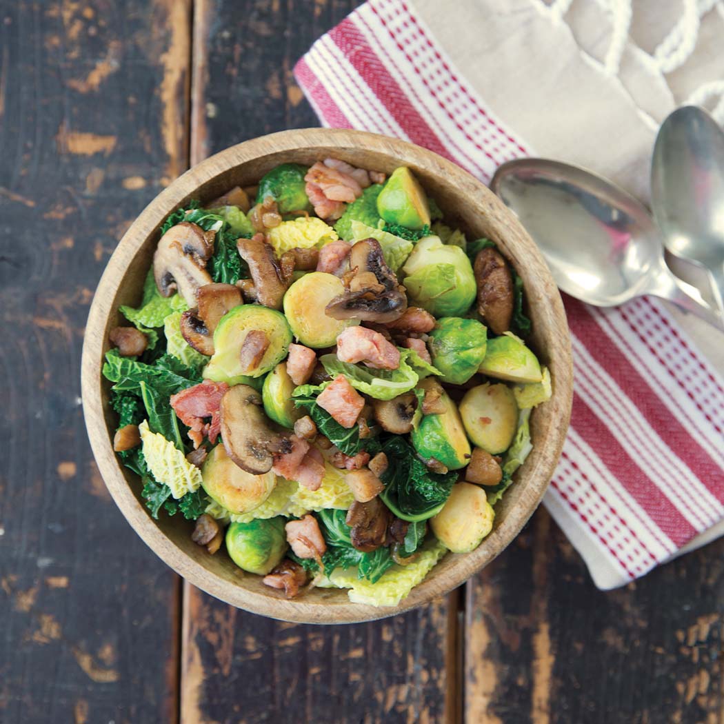 Winter greens with bacon and chestnut recipe | easyFood