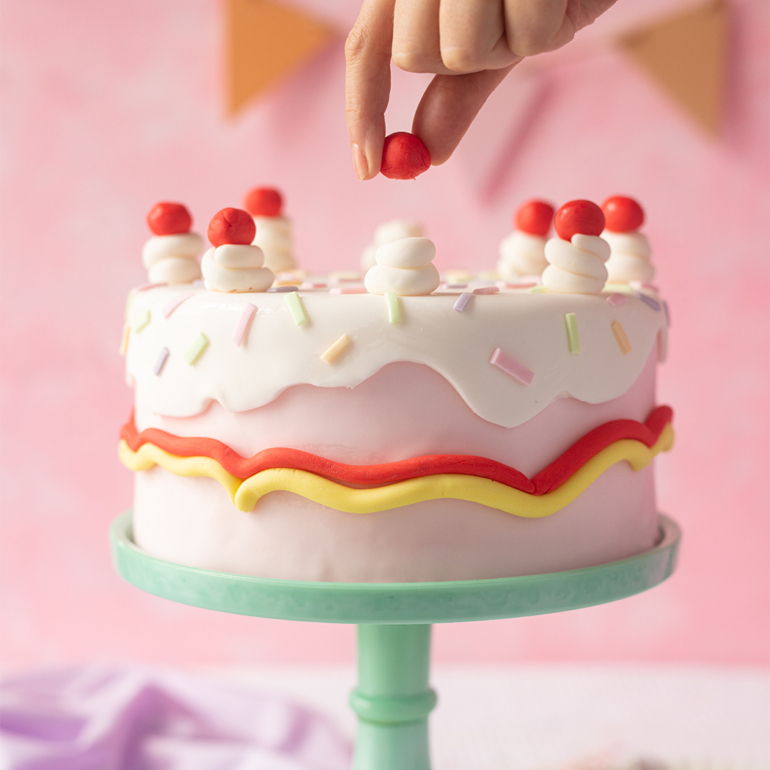 Red velvet fondant celebration cake