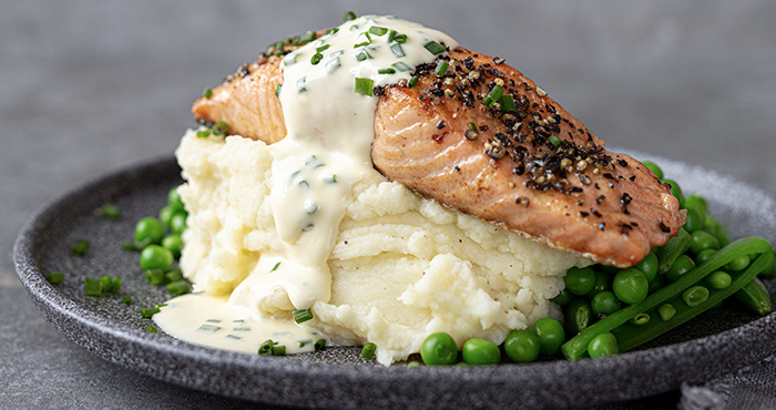 Salmon in a whiskey peppercorn cream sauce by avonmore