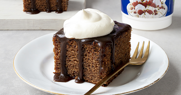 Salted caramel sticky toffee pudding squares by Avonmore
