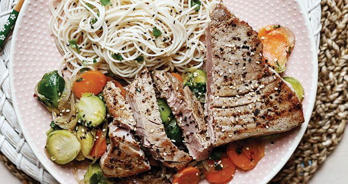 Tuna steaks with sprout stir-fry Easy Food
