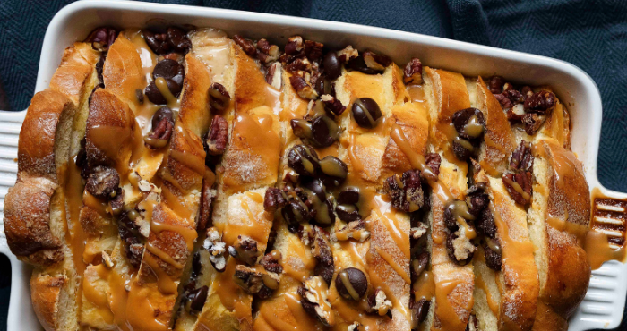 Challah bread and butter pudding