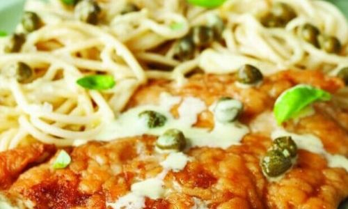 Spaghetti with lemon chicken piccata_easyfood