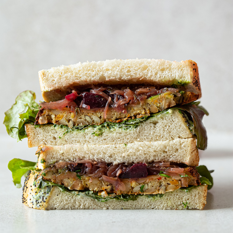 Vegan nut loaf sandwich