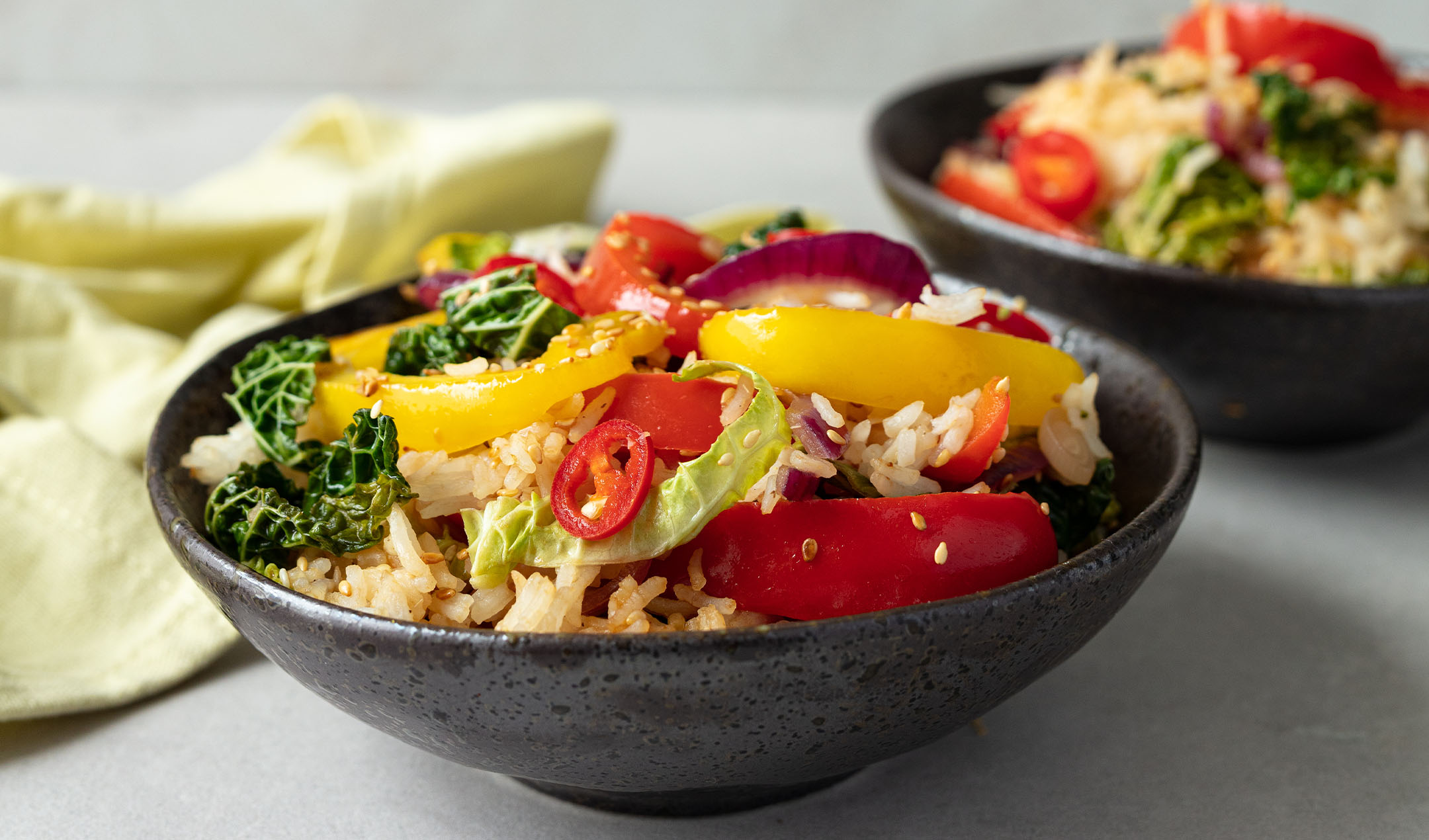 Veggie-packed fried rice banner