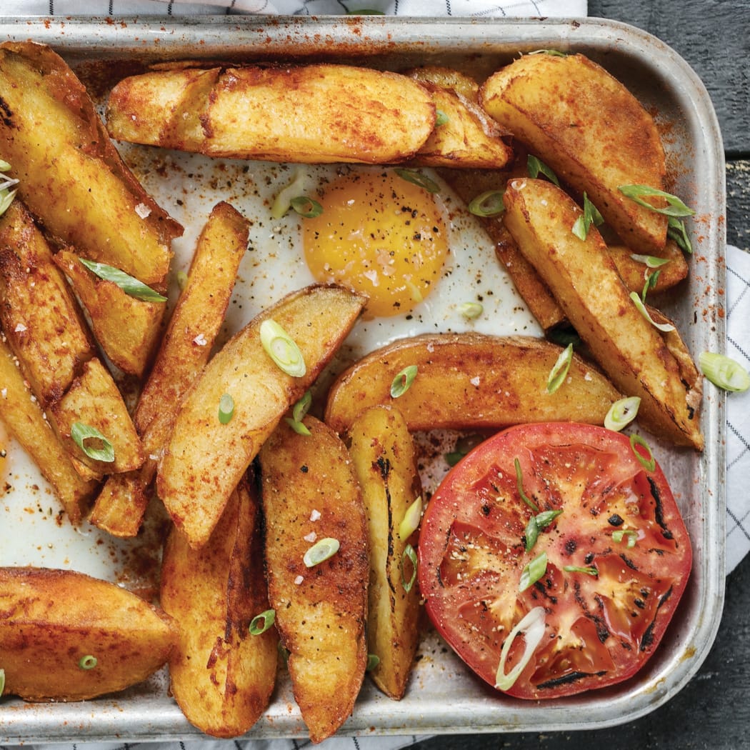 Baked egg and chips recipe | easyFood