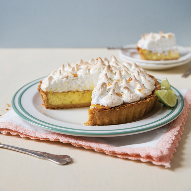 Baked lime and coconut pie