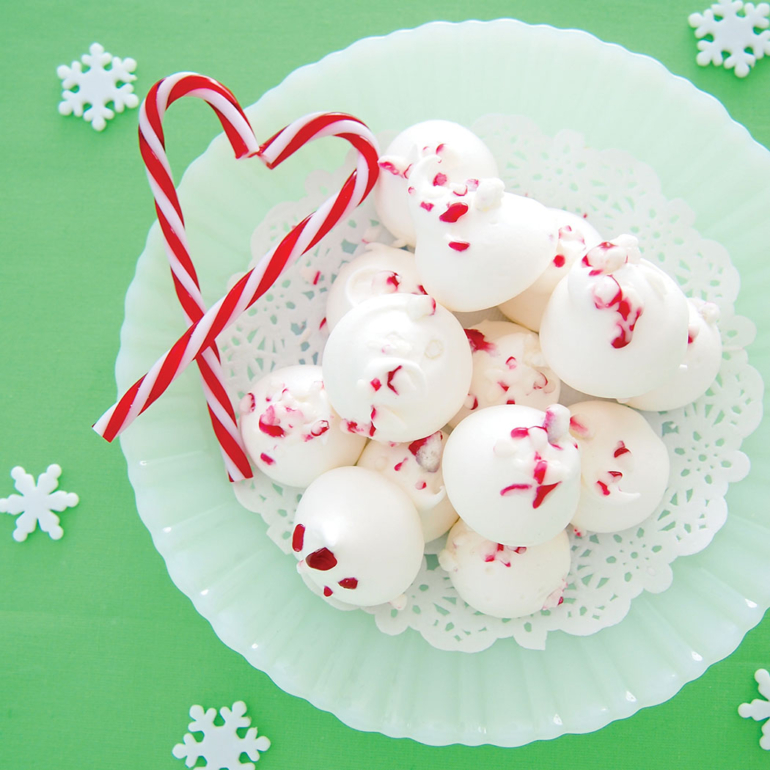 Candy cane meringues