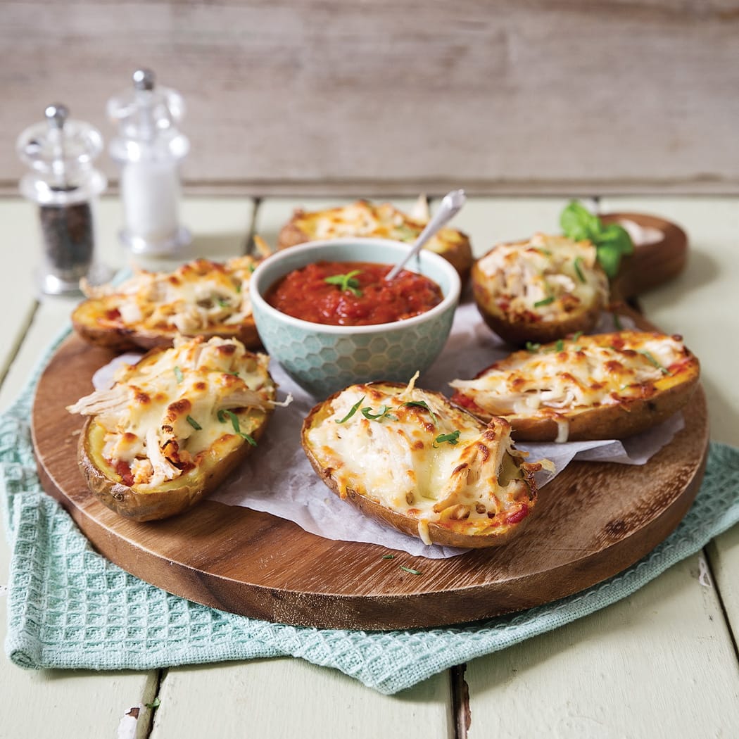 Cheesy chicken potato skins recipe | easyFood
